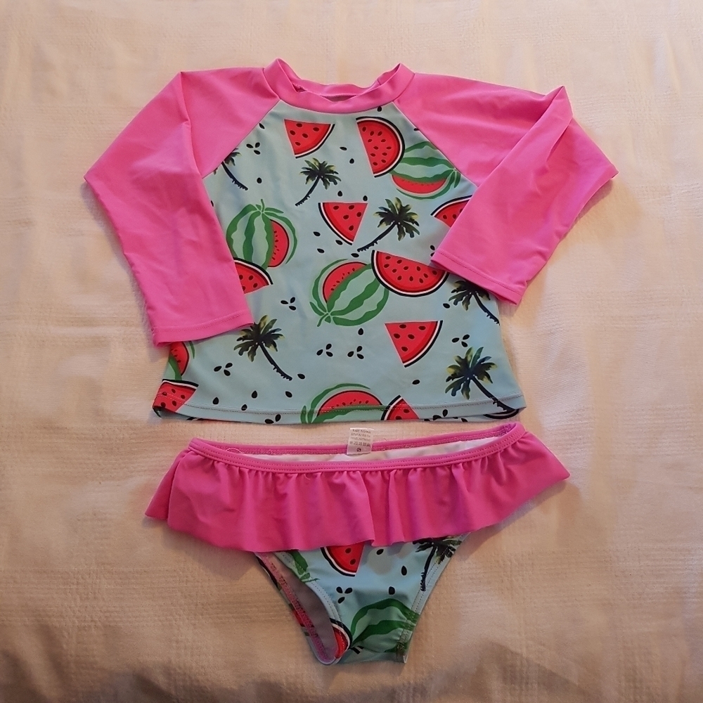 Swim suit rash guard top size large or 6 girls